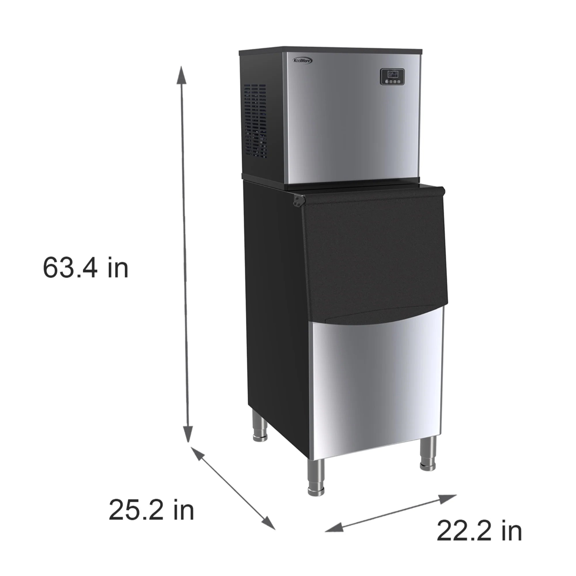 25 in. Stainless-Steel Commercial Air cooled Modular Ice Maker with Full Cube Production, 315lbs/24h