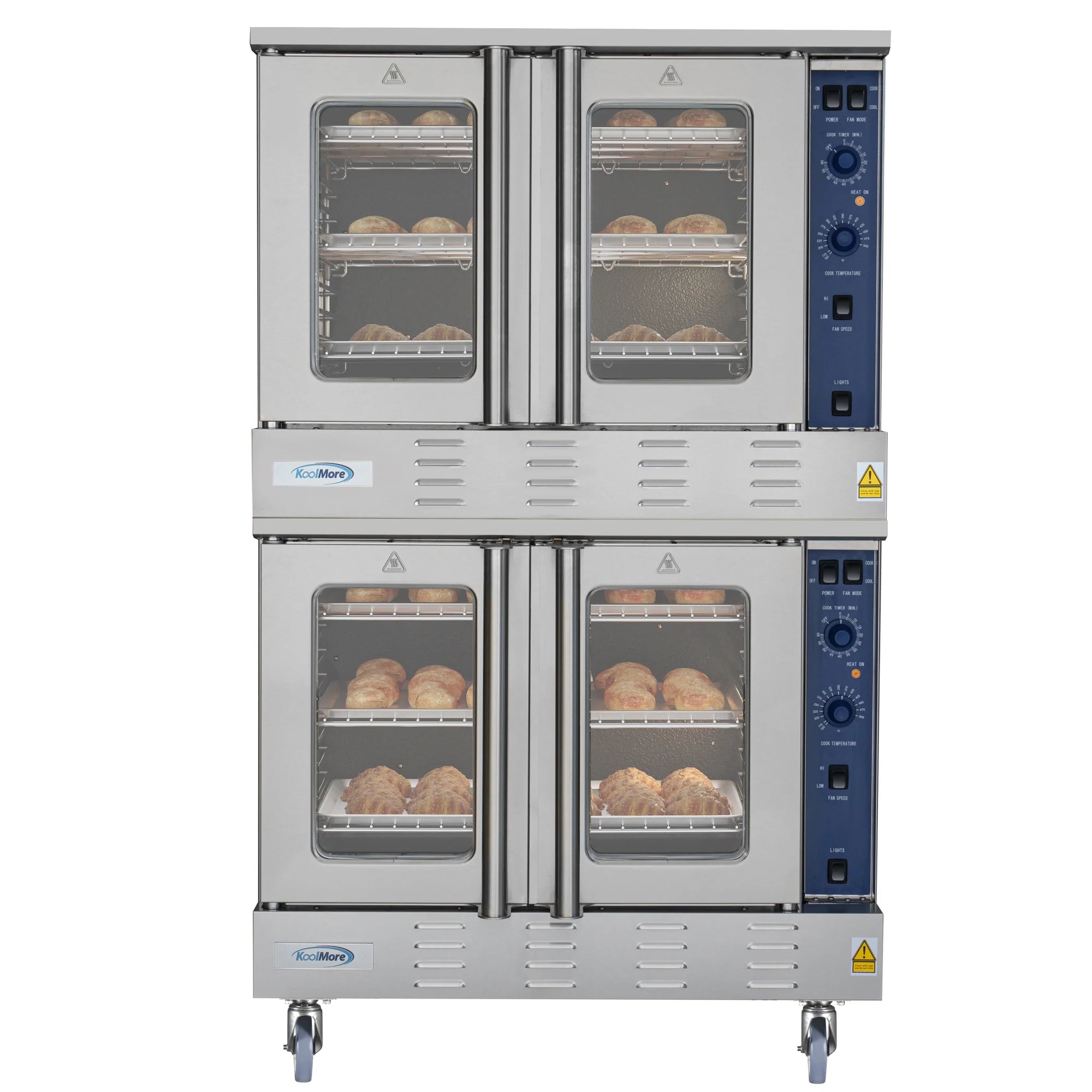 38 in. Full Size Double Commercial LP Convection Oven 108,000 BTU Total with Stacking Kit and Casters