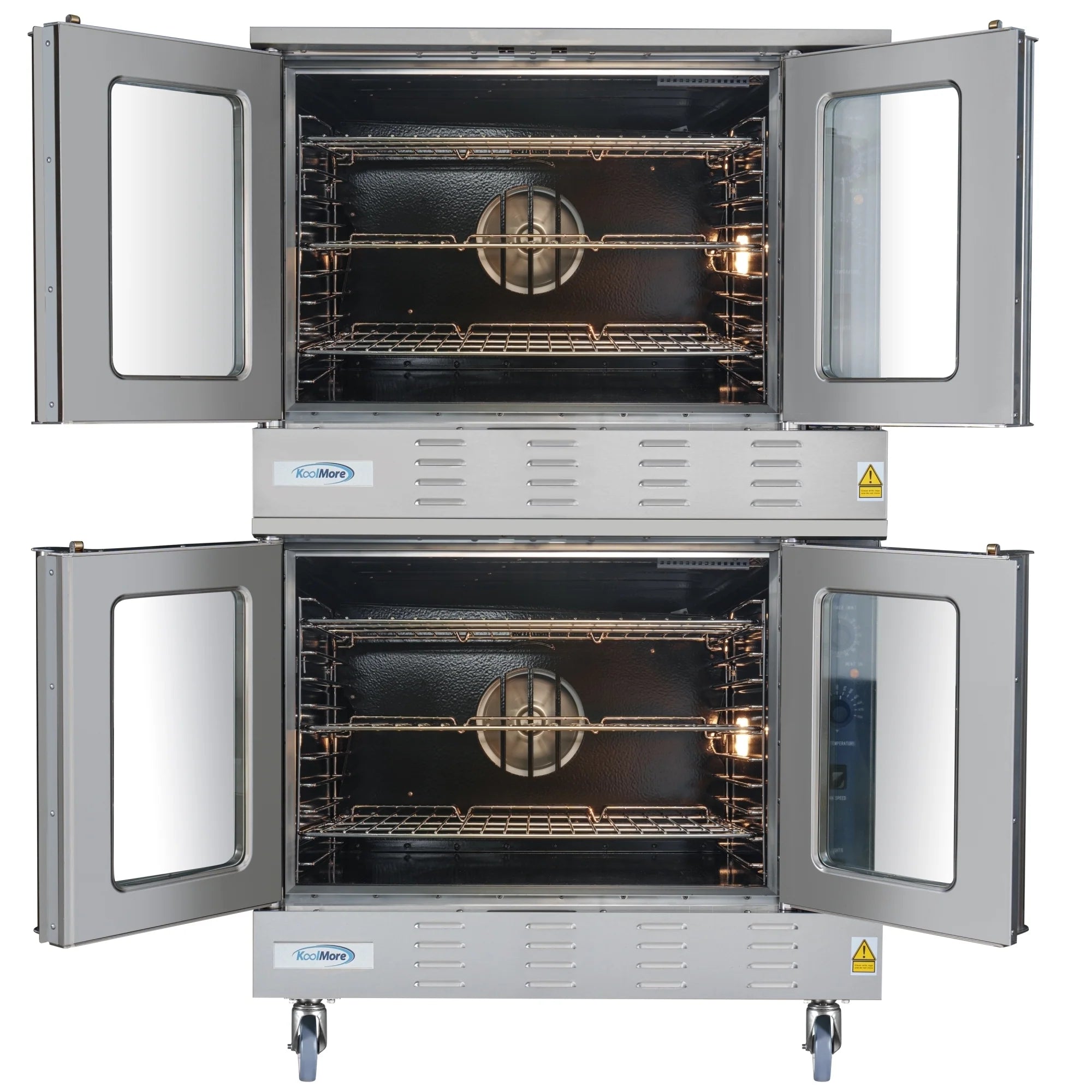 38 in. Full Size Double Commercial LP Convection Oven 108,000 BTU Total with Stacking Kit and Casters