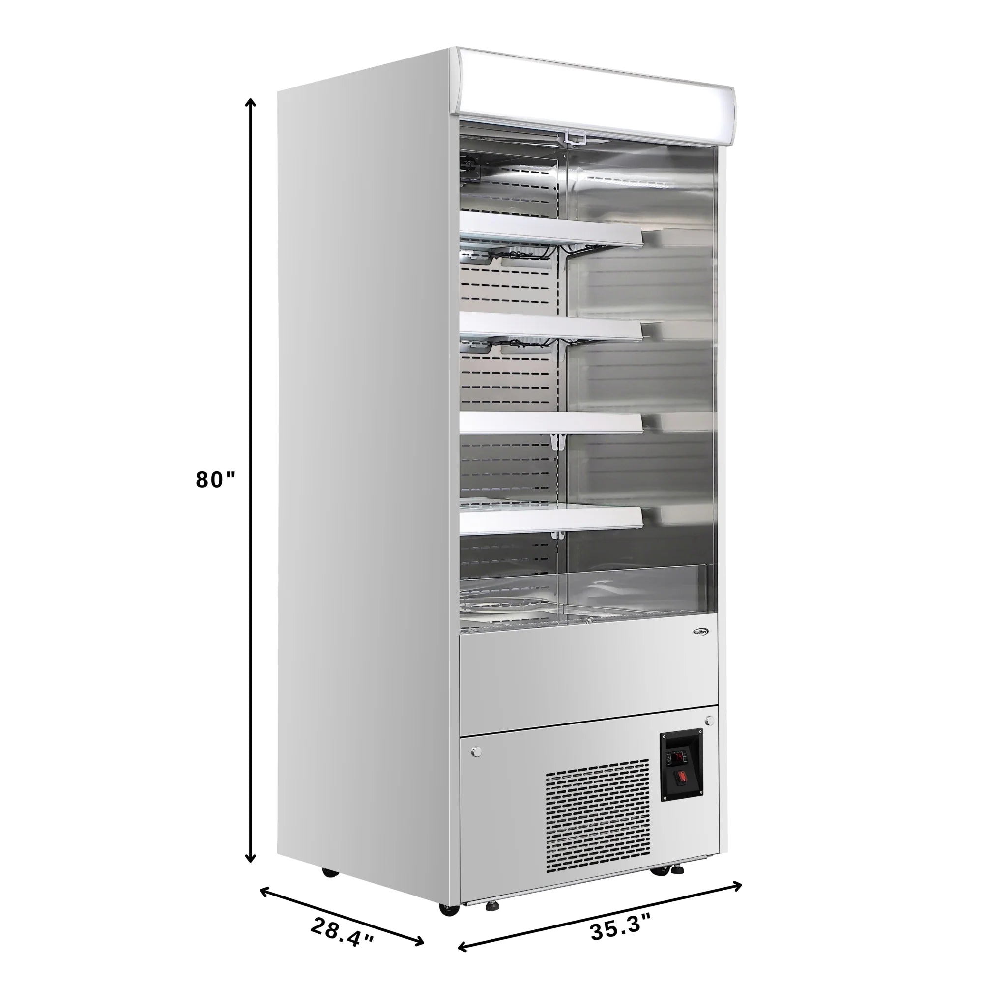 35.3 in. Open-Air Merchandiser Grab and Go Refrigerator, 18 cu. ft. in Stainless Steel