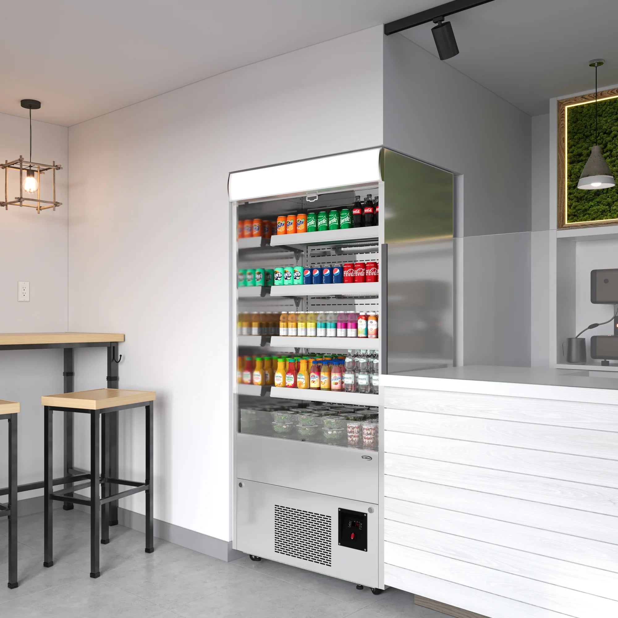 35.3 in. Open-Air Merchandiser Grab and Go Refrigerator, 18 cu. ft. in Stainless Steel