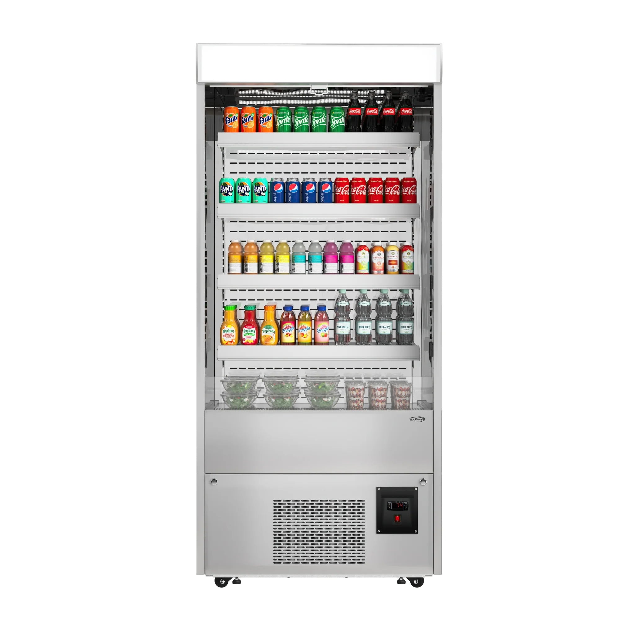 35.3 in. Open-Air Merchandiser Grab and Go Refrigerator, 18 cu. ft. in Stainless Steel