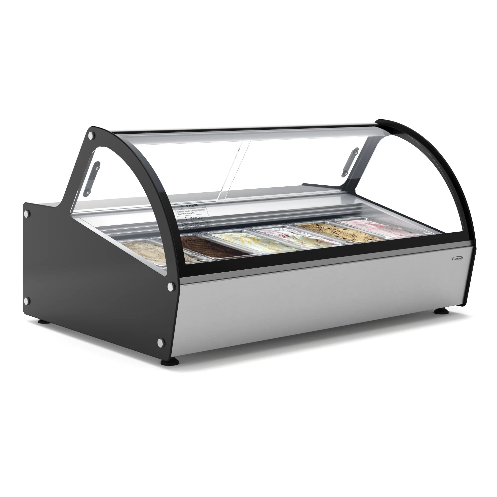 46 in. Countertop Gelato Display Case with 6 Pans and Built-in Glass Sneeze Guard in Stainless-Steel