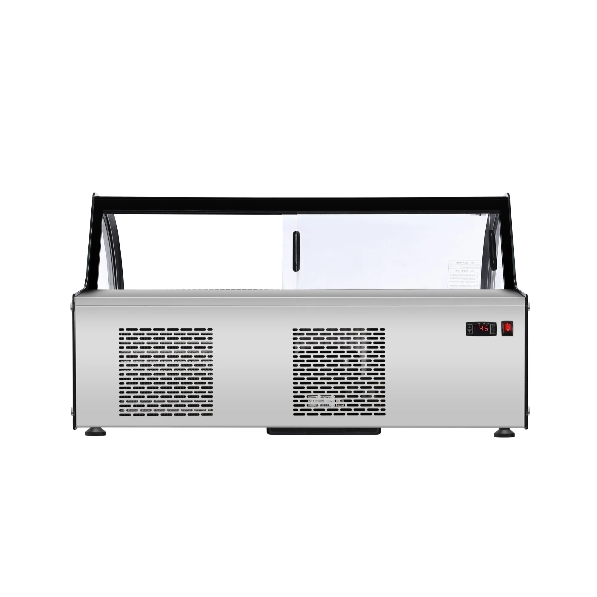 46 in. Countertop Gelato Display Case with 6 Pans and Built-in Glass Sneeze Guard in Stainless-Steel