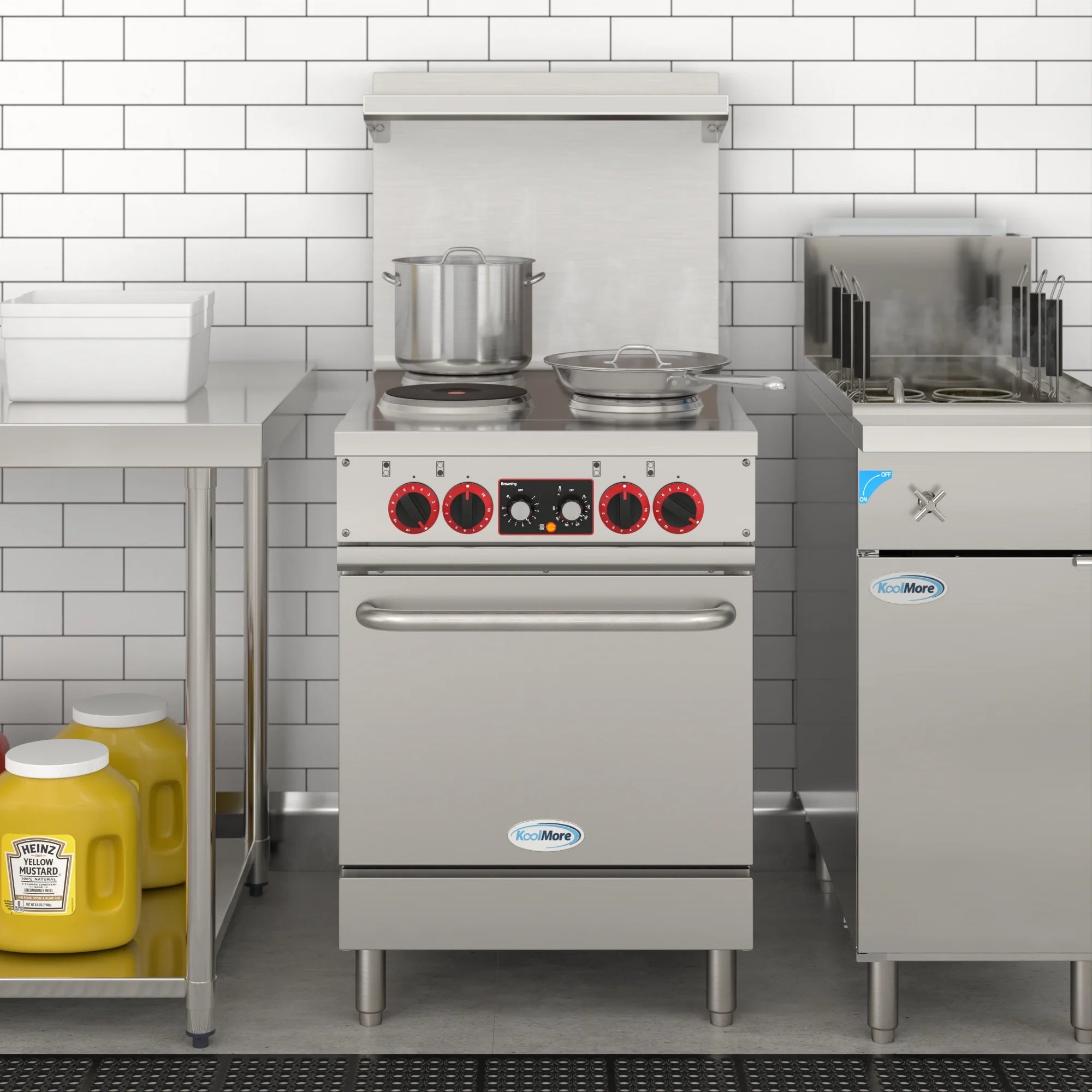 24 in. Commercial Electric Range with 4 Burners and 1 Standard Electric Oven in Stainless Steel - 208V 3-Phase