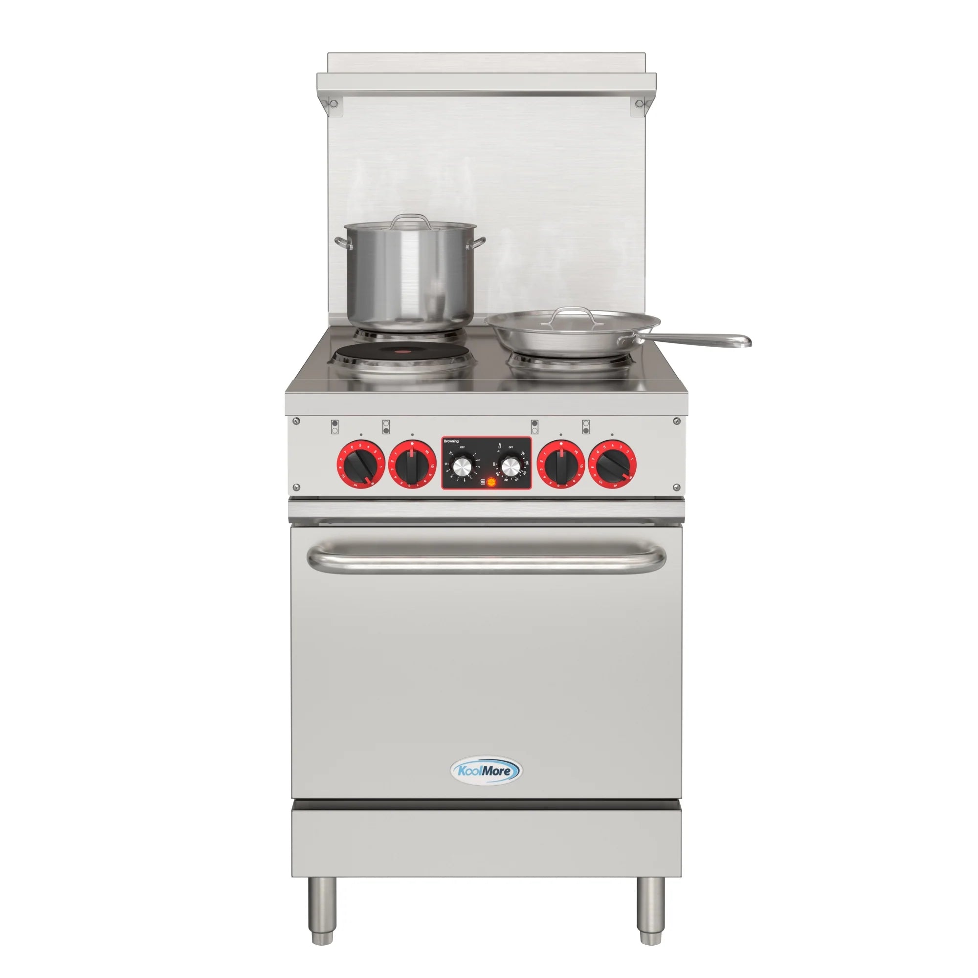 24 in. Commercial Electric Range with 4 Burners and 1 Standard Electric Oven in Stainless Steel - 208V 3-Phase