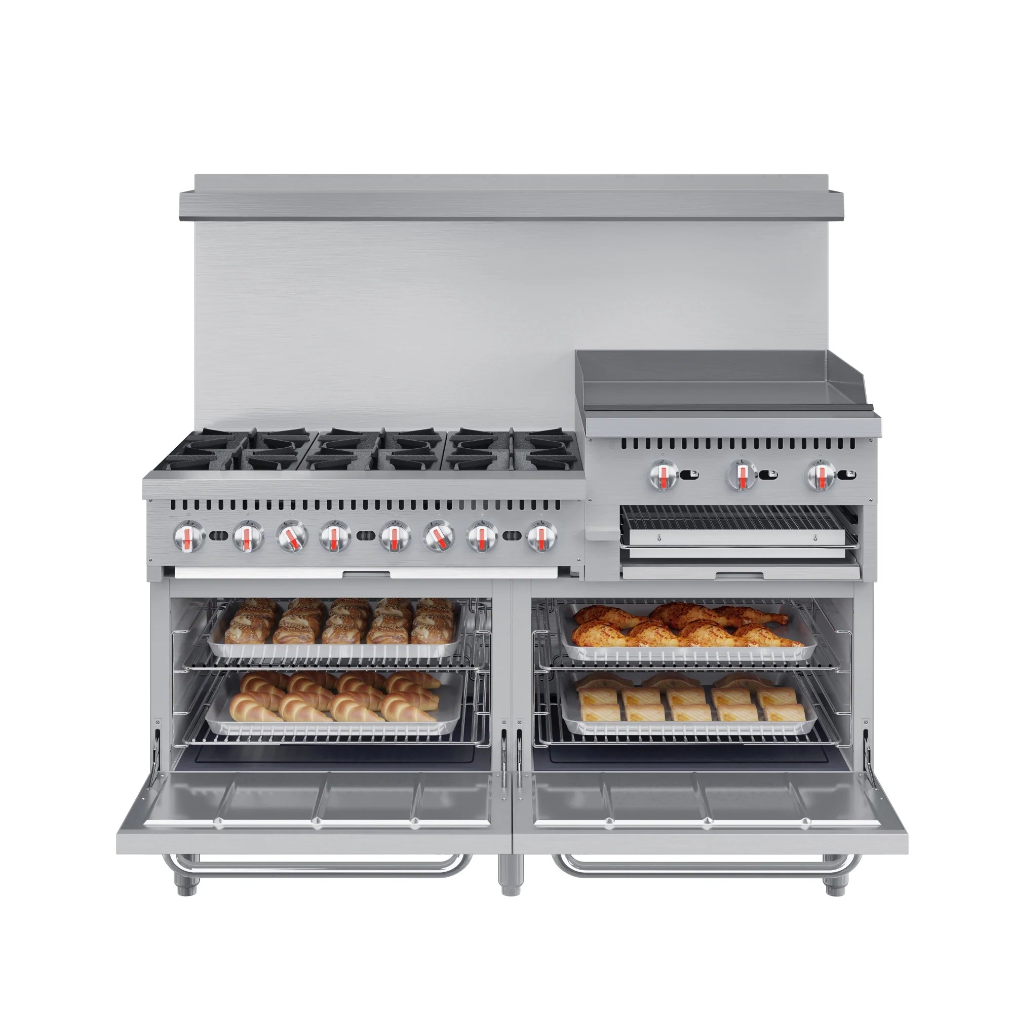 60 in. 6 Burner Commercial Natural Gas Range with 24 in. Griddle and Broiler