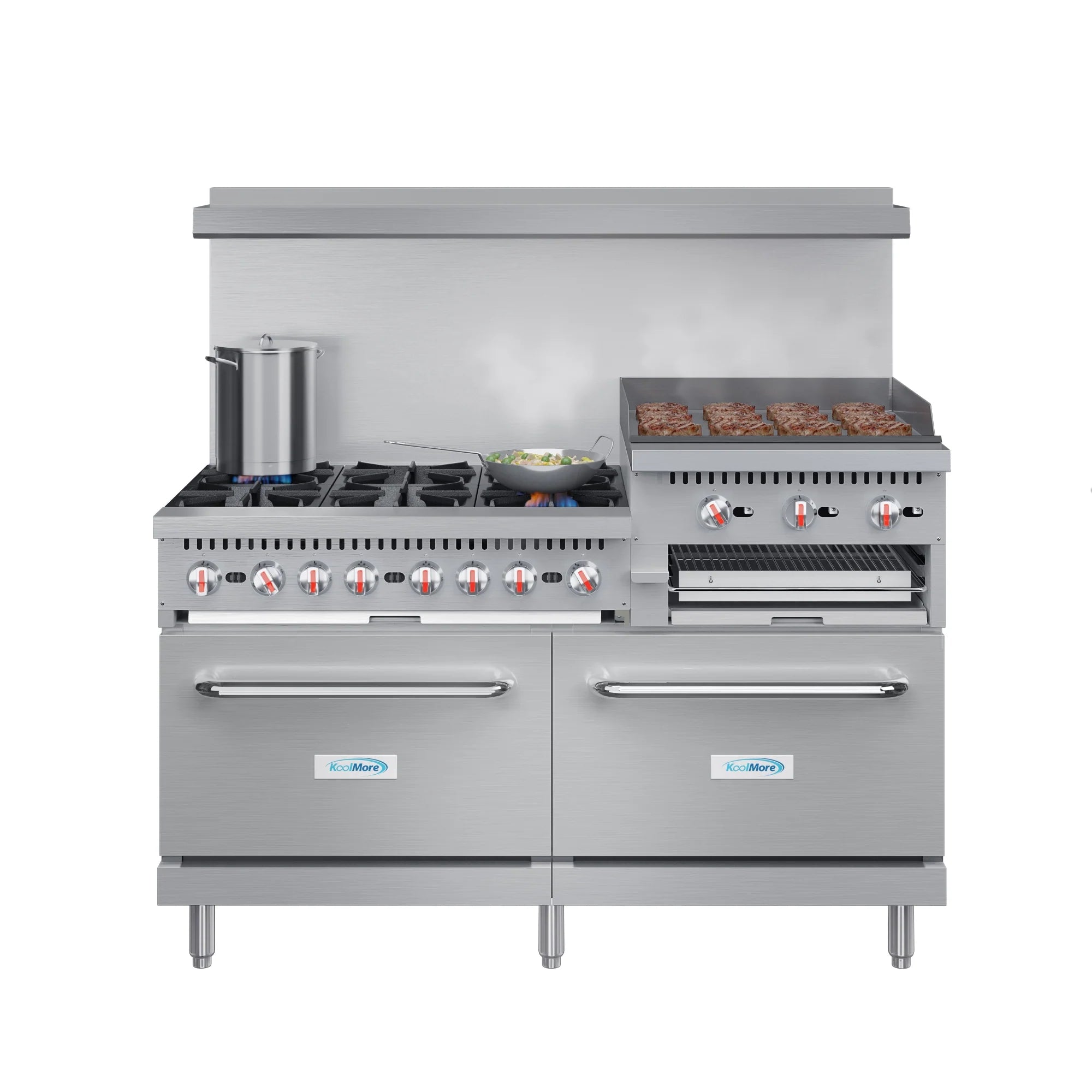 60 in. 6 Burner Commercial Natural Gas Range with 24 in. Griddle and Broiler