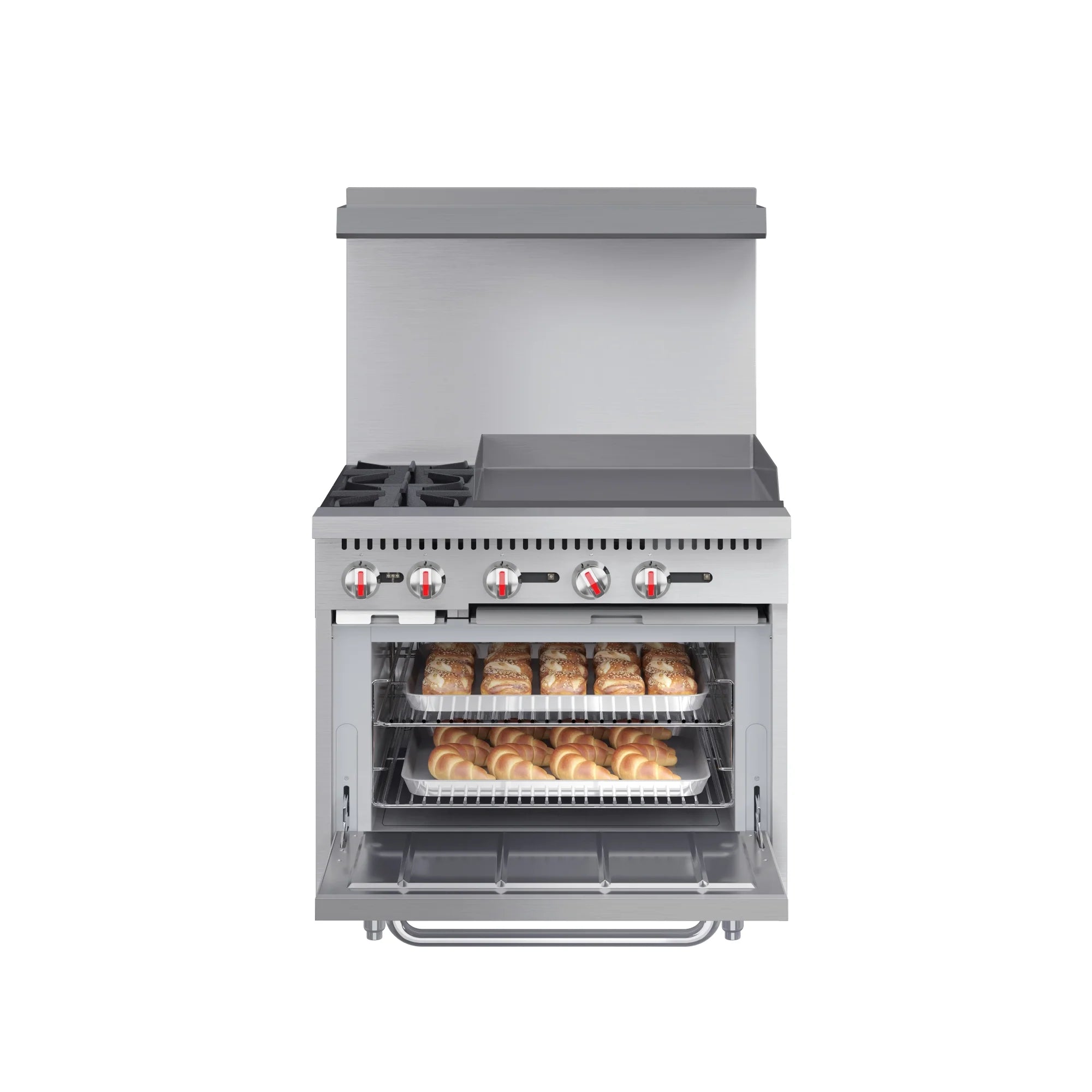 36 in. 2 Burner Commercial Natural Gas Range with 24 in. Griddle in Stainless-Steel
