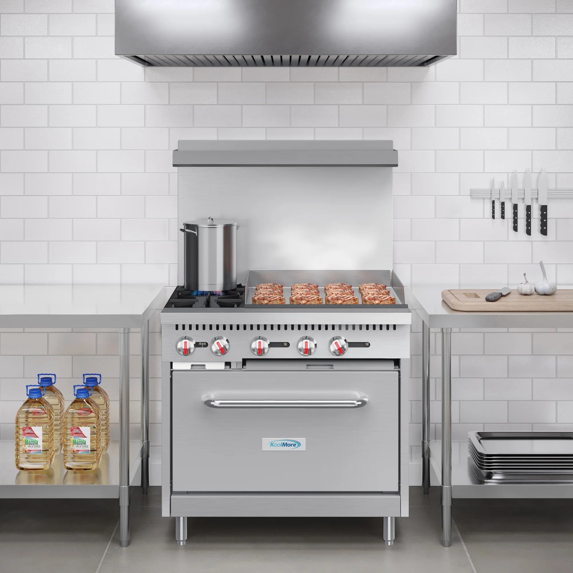 36 in. 2 Burner Commercial Natural Gas Range with 24 in. Griddle in Stainless-Steel