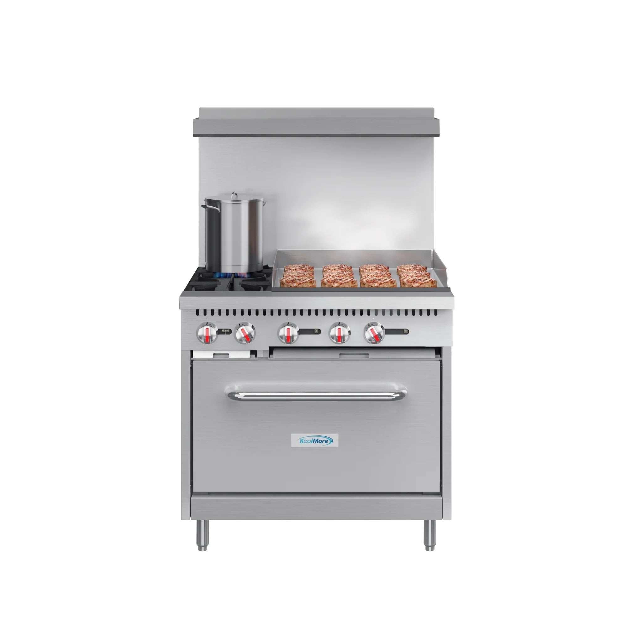 36 in. 2 Burner Commercial Natural Gas Range with 24 in. Griddle in Stainless-Steel