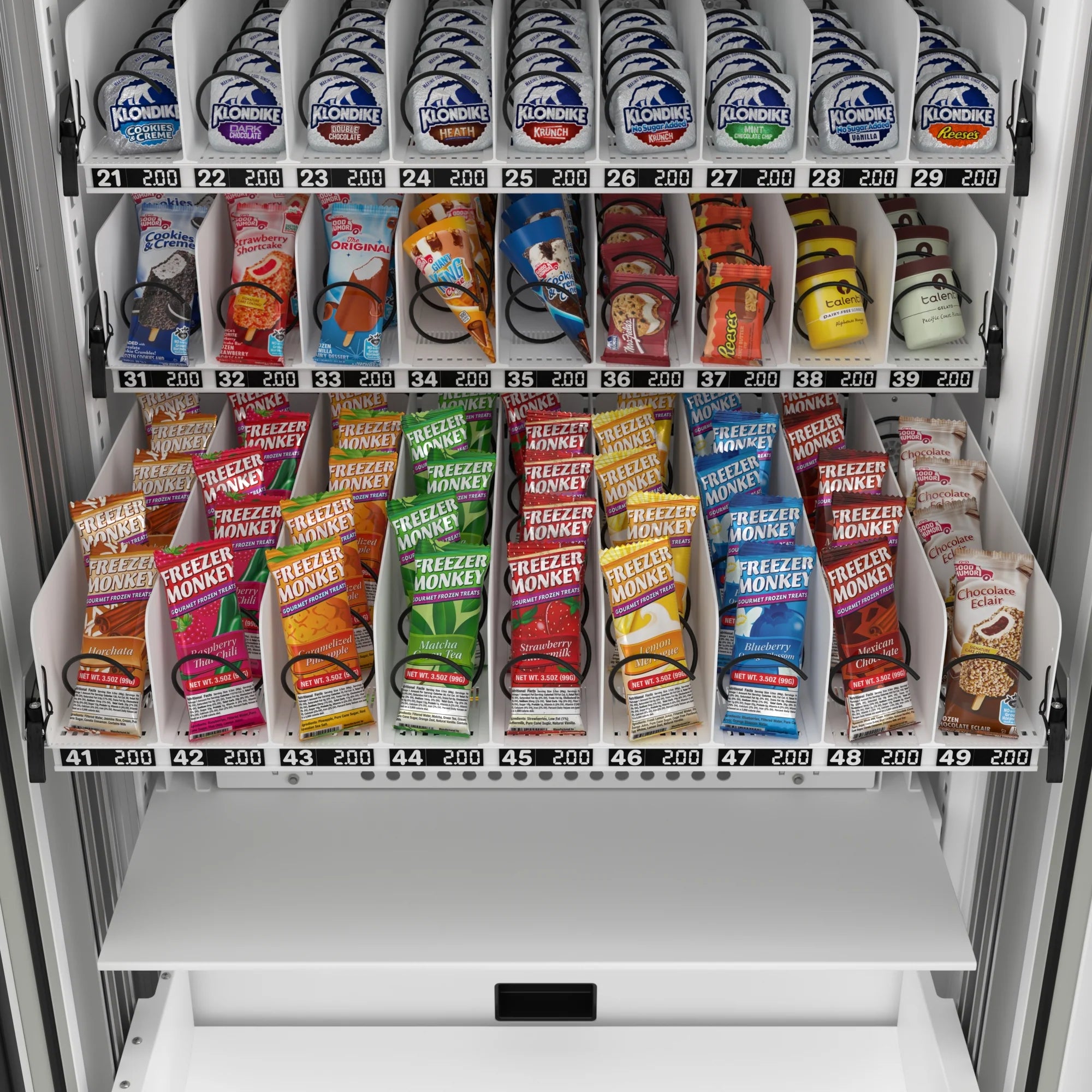 -20% 45 in. Commercial Freezer Ice Cream Vending Machine with 44 Slots, Ample 49 in. Touch Display, Bill Acceptor and Credit Card Reader in White