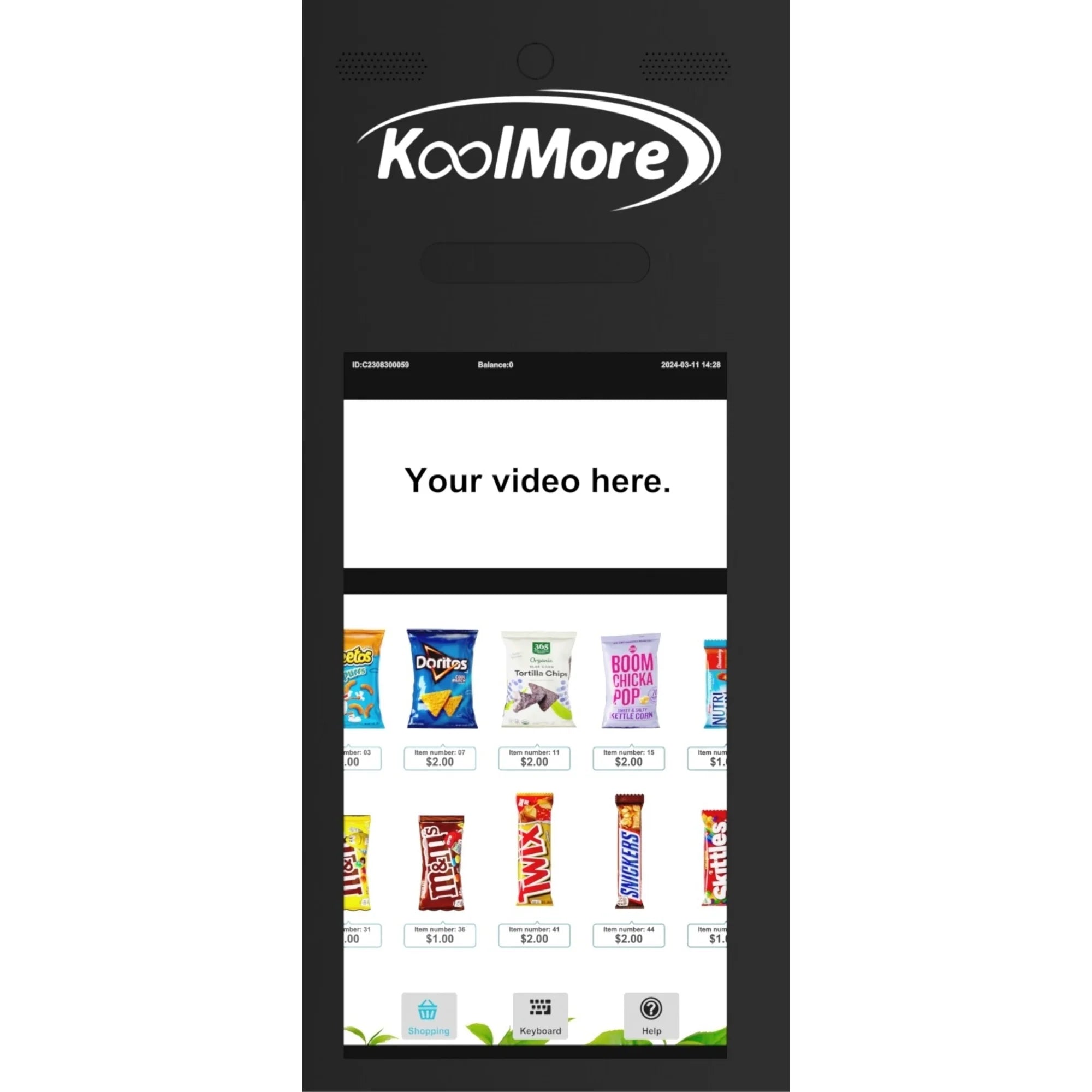 50 in. 60-Slot Snack Vending Machine with 22-inch Touch Screen in Black, Non-Refrigerated.