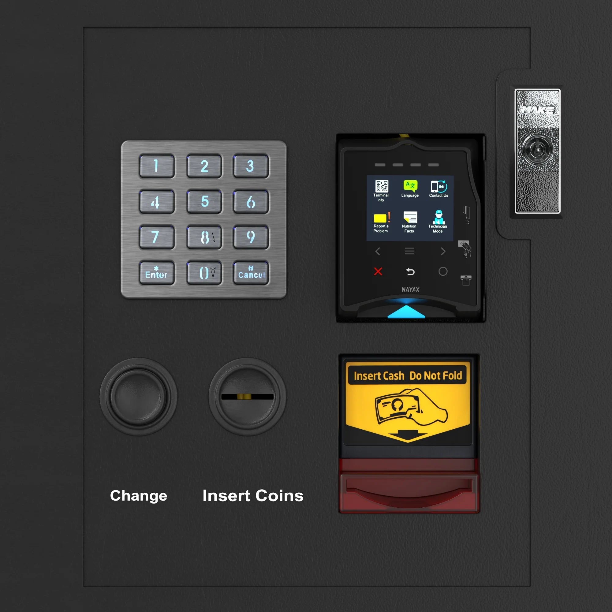 Snack Vending Machine with 21.5 Inch Touch Display, 66 Slots and Elevator-Lift Dispensing System,Refrigerated, Bill and Coin Acceptor, Credit Card Reader, Wifi and 4G Connectivity in Black