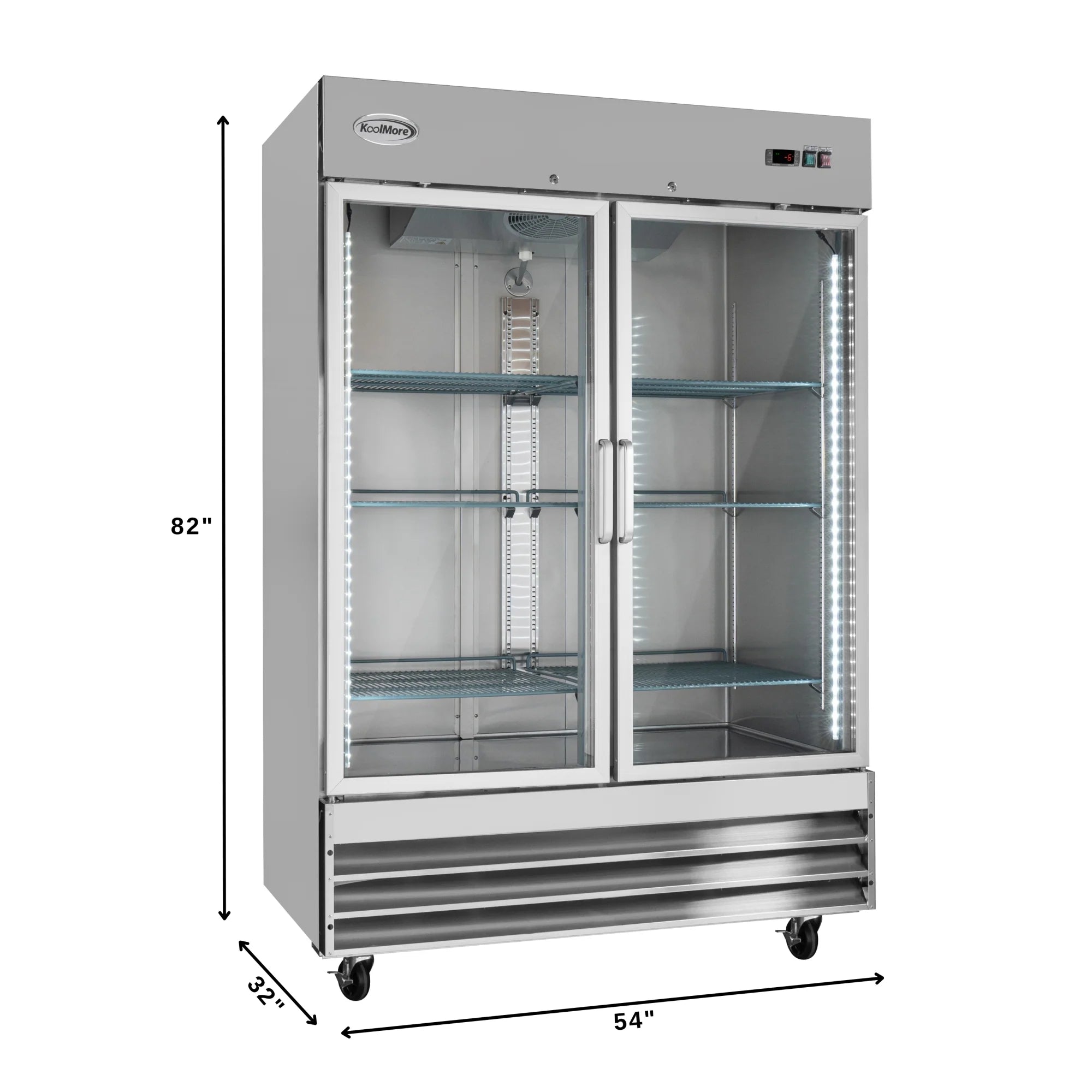 54 in. Two Glass Door Reach-In Freezer 47 cu ft.