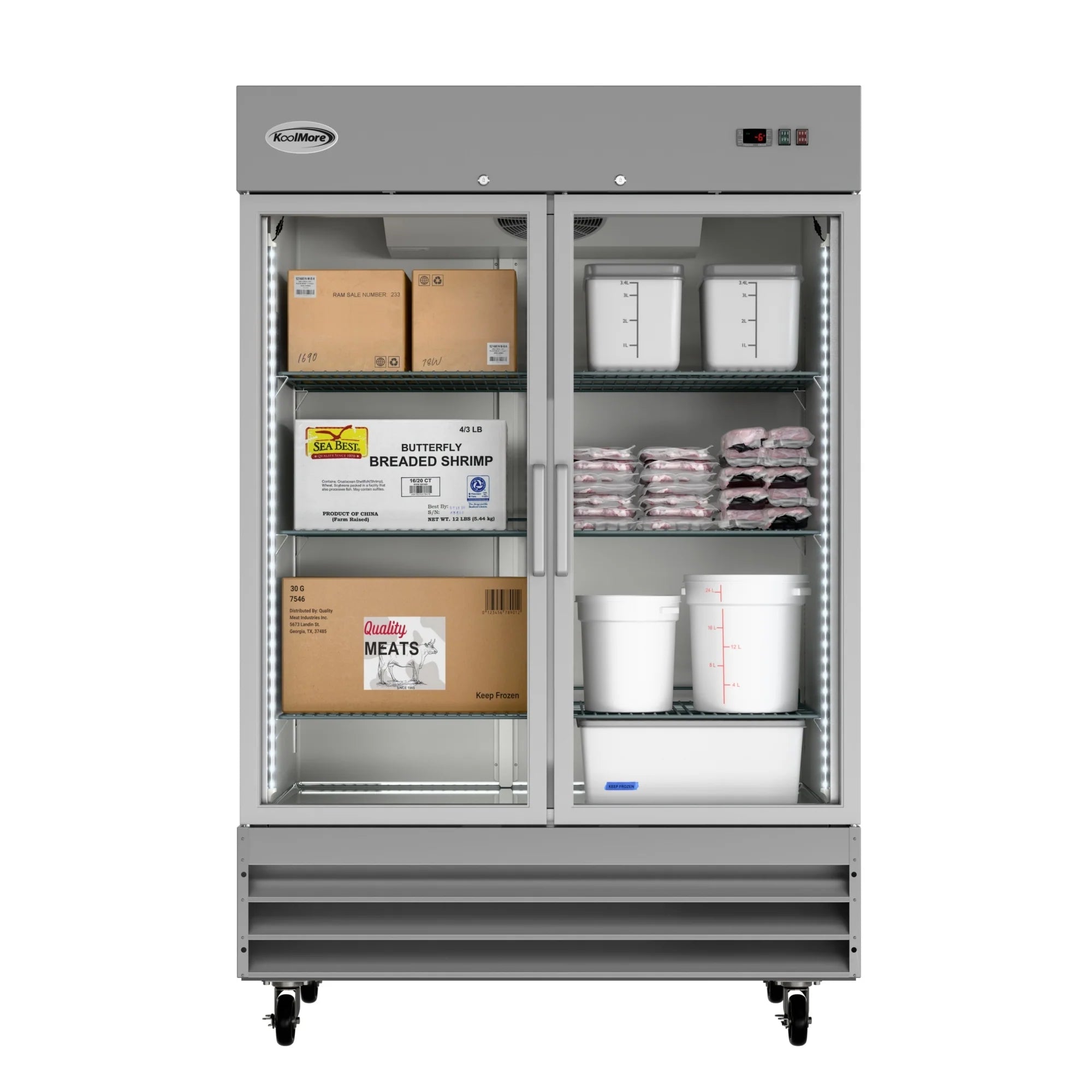 54 in. Two Glass Door Reach-In Freezer 47 cu ft.